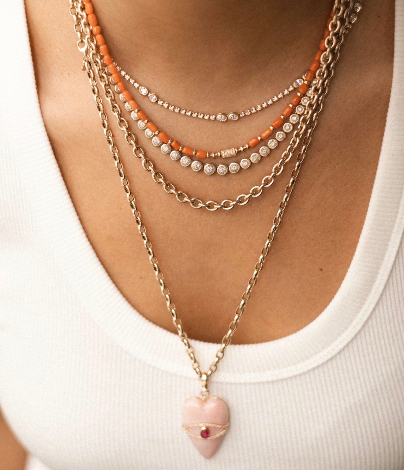DIAMOND OVAL AND ROUND TENNIS NECKLACE WITH