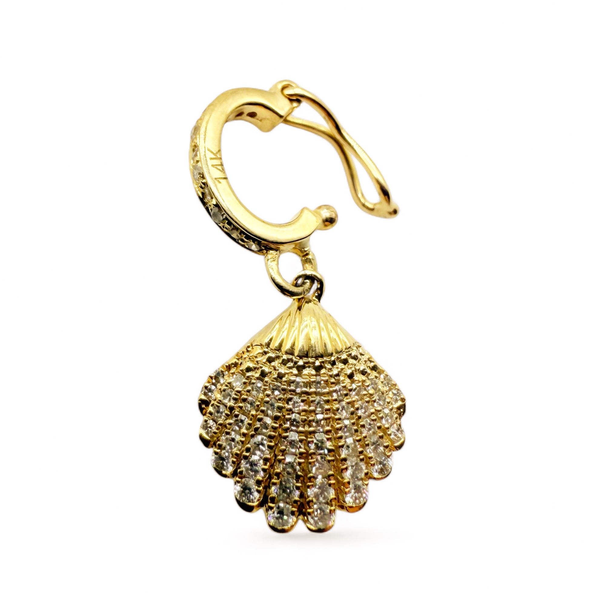 14K SOLID GOLD & DIAMOND SHELL CHARM & NECKLACES