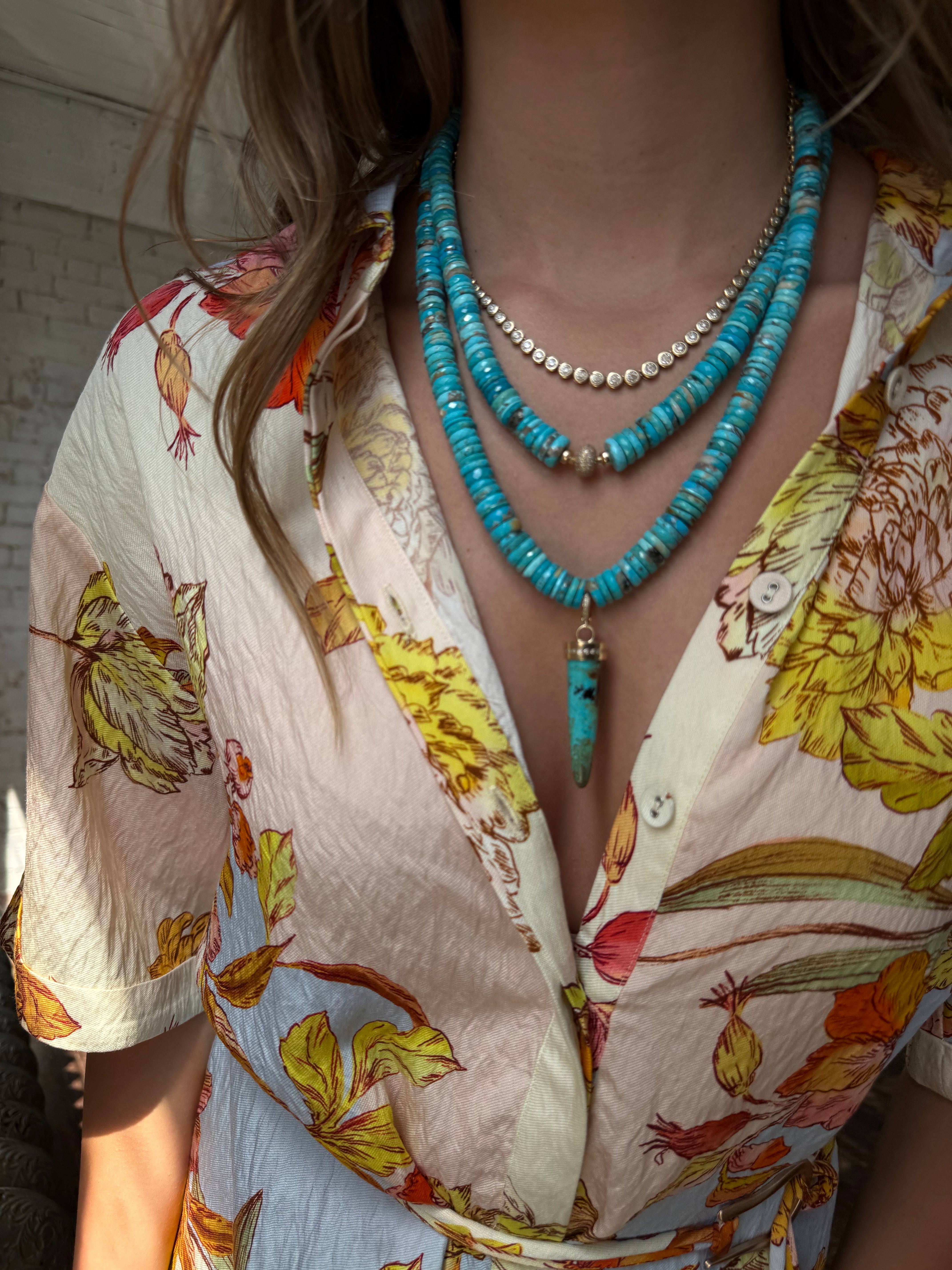 TURQUOISE & DIAMOND HESHI NECKLACE