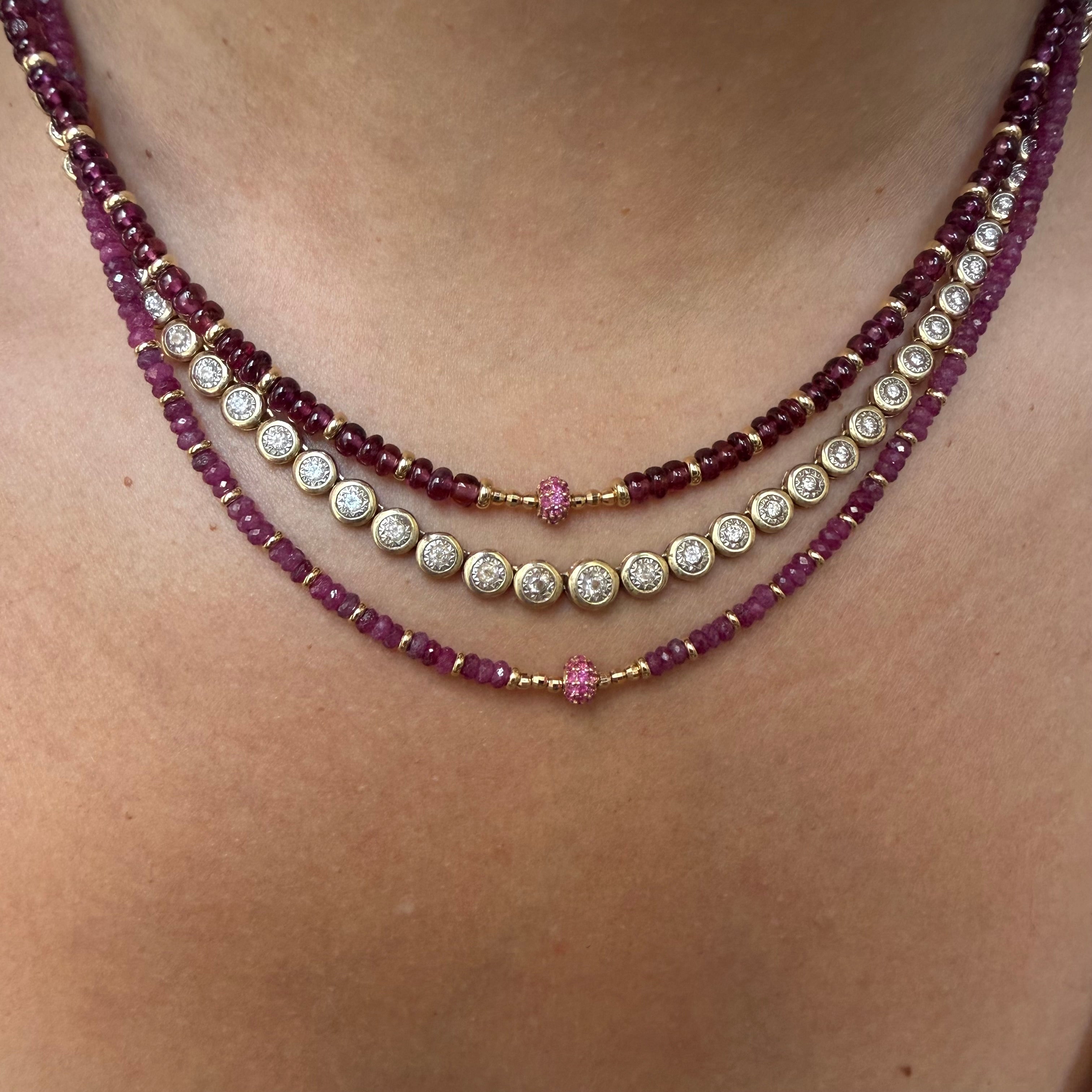 14K GOLD RUBY NECKLACE WITH RUBY FOCAL BEAD