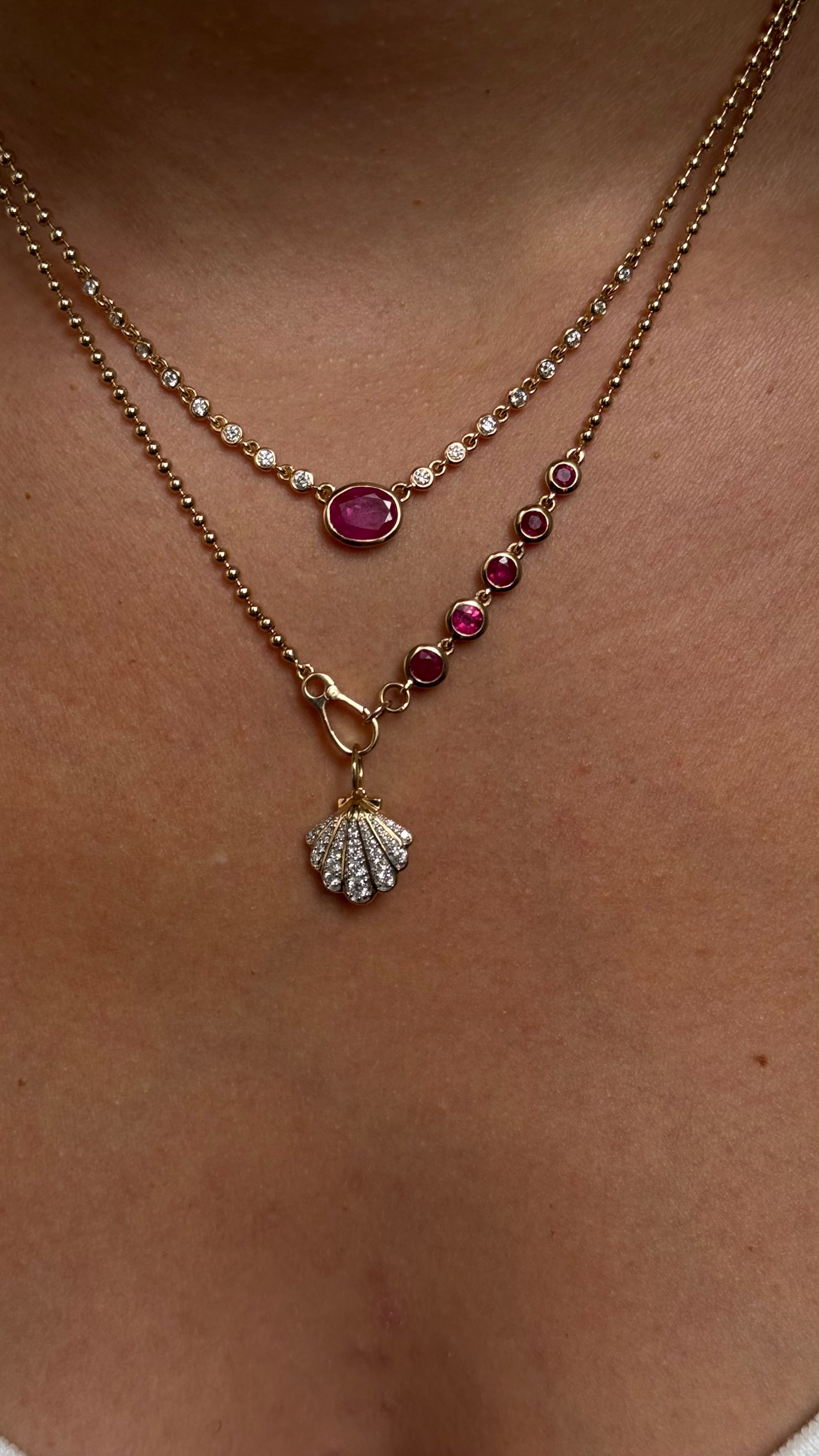 SOLID GOLD & DIAMOND 14K GOLD SHELL CHARM