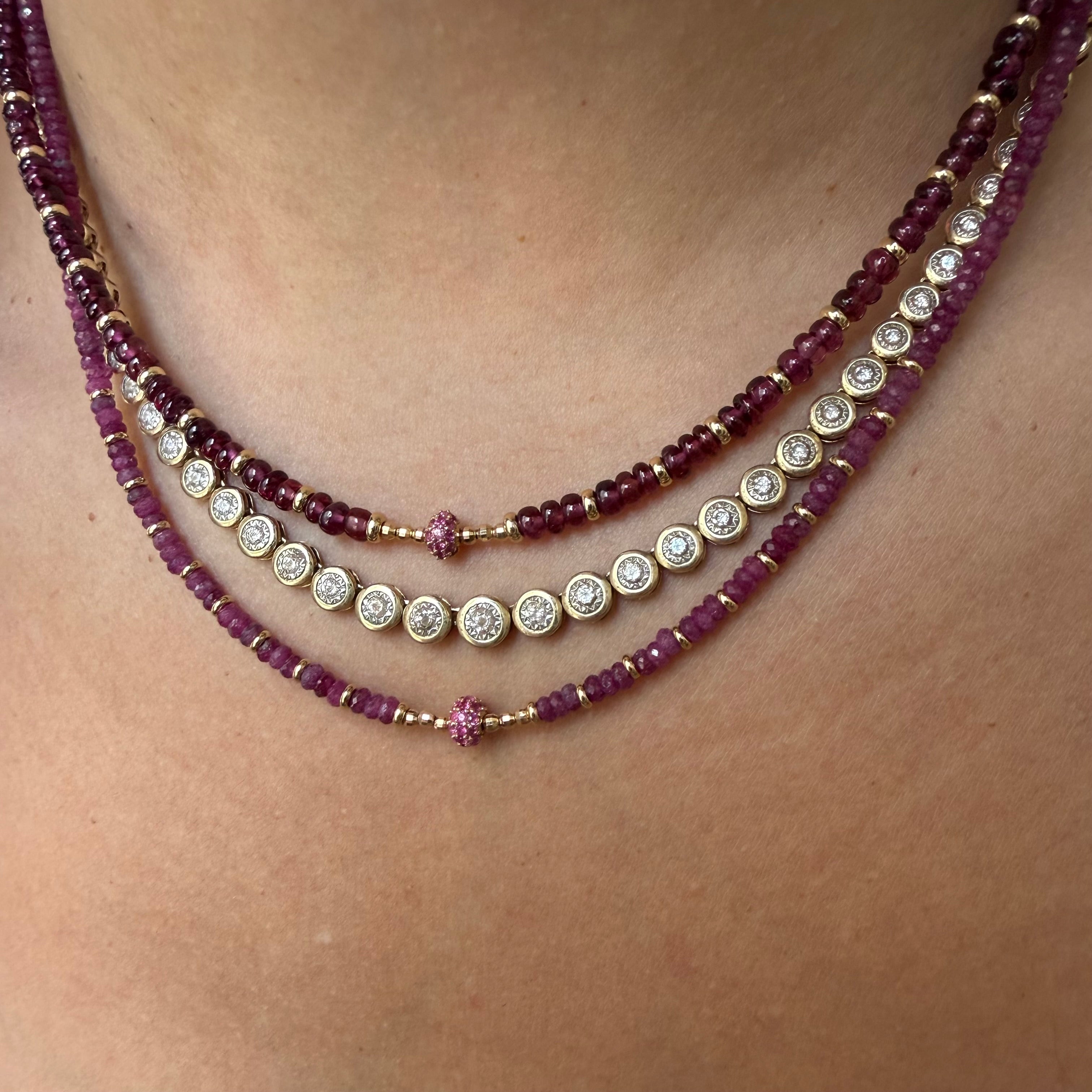 14K GOLD RUBY NECKLACE WITH RUBY FOCAL BEAD