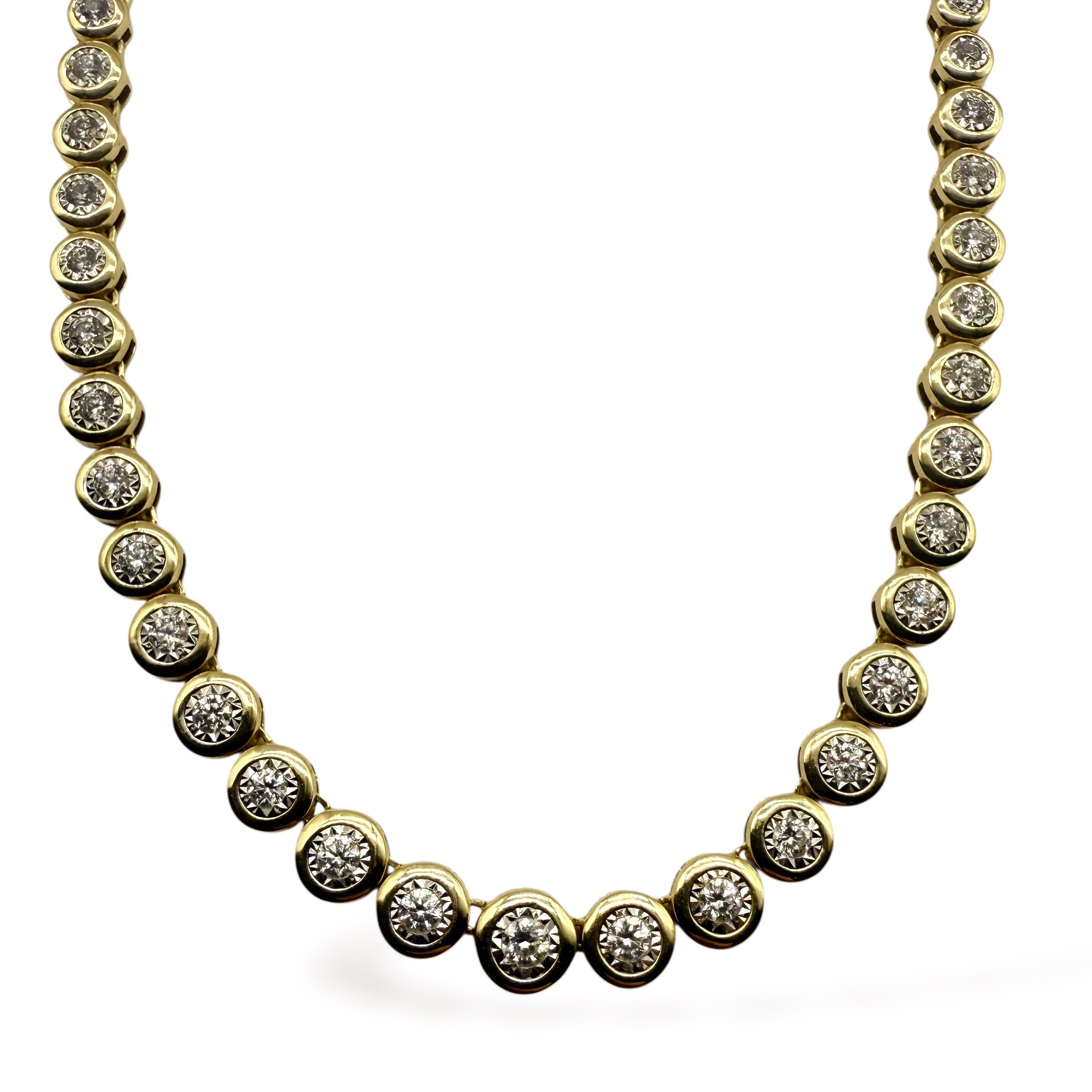 14K GOLD & DIAMOND ILLUSION TENNIS NECKLACE