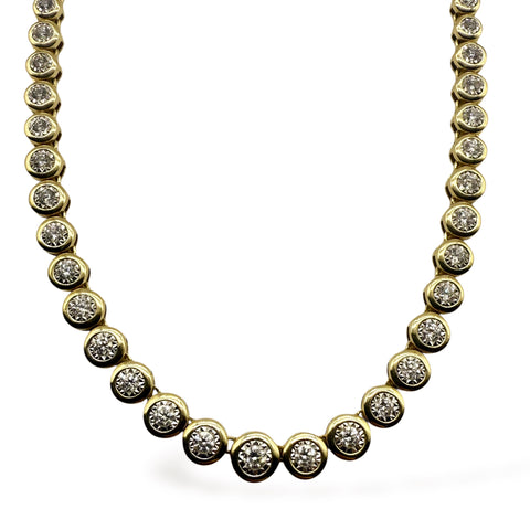 14K GOLD & DIAMOND ILLUSION TENNIS NECKLACE