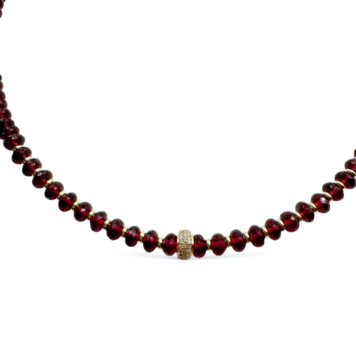 GARNET AND 14K GOLD BEADED NECKLACES