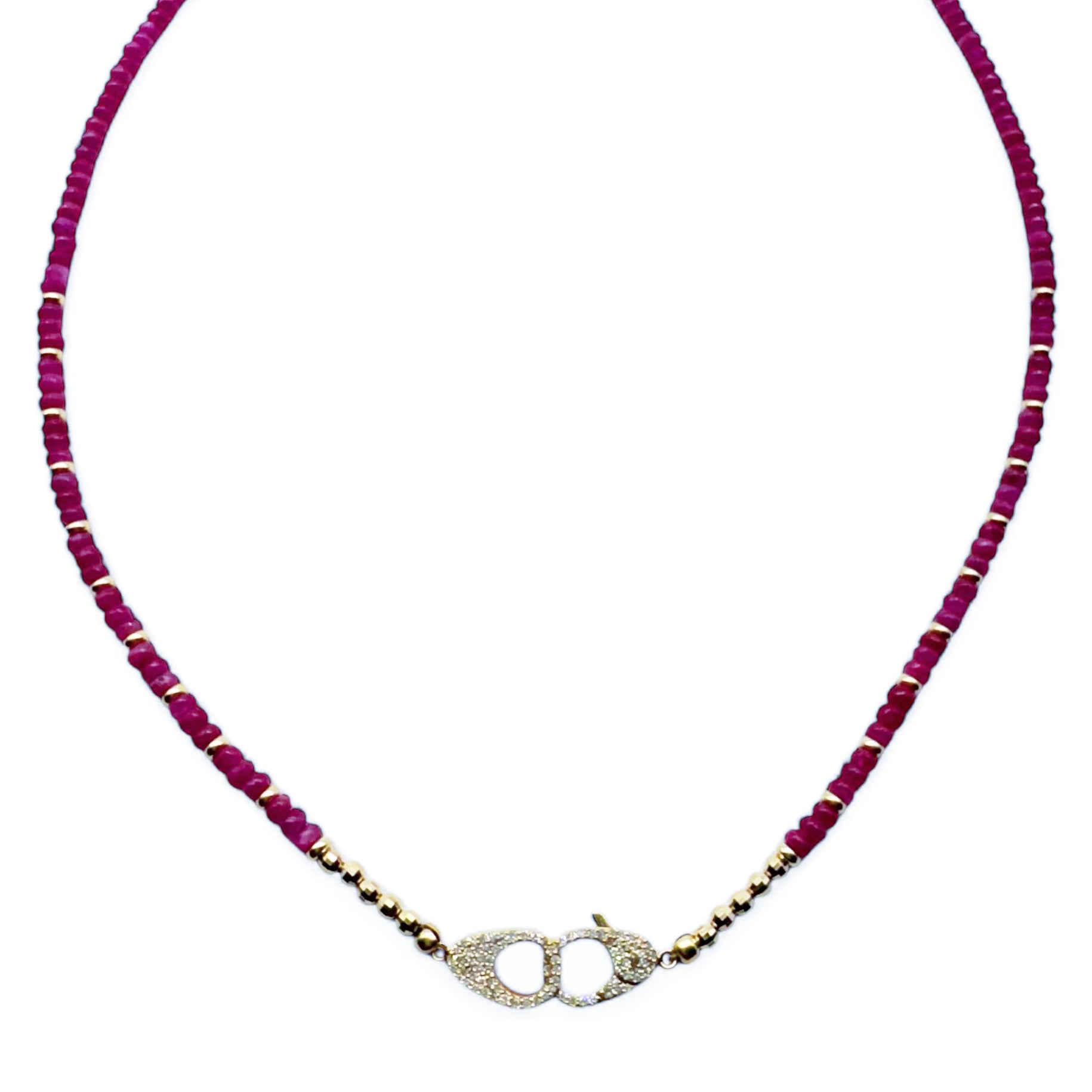 RUBY NECKLACE WITH DIAMOND CUFF CLASP