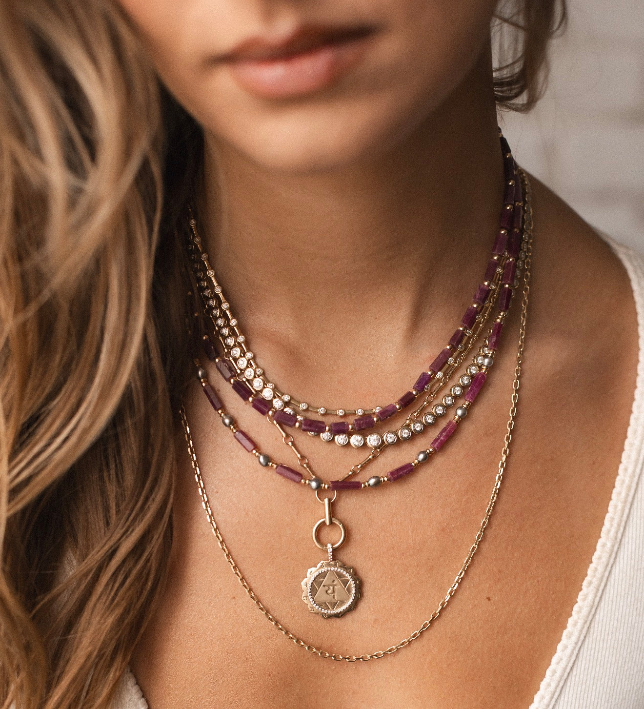 14K GOLD &  BEZEL DIAMOND  TENNIS NECKLACE