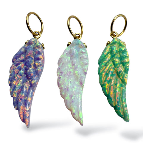 OPAL ANGEL WING CHARM