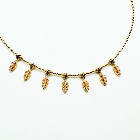 14K GOLD & DIAMOND FEATHER NECKLACE