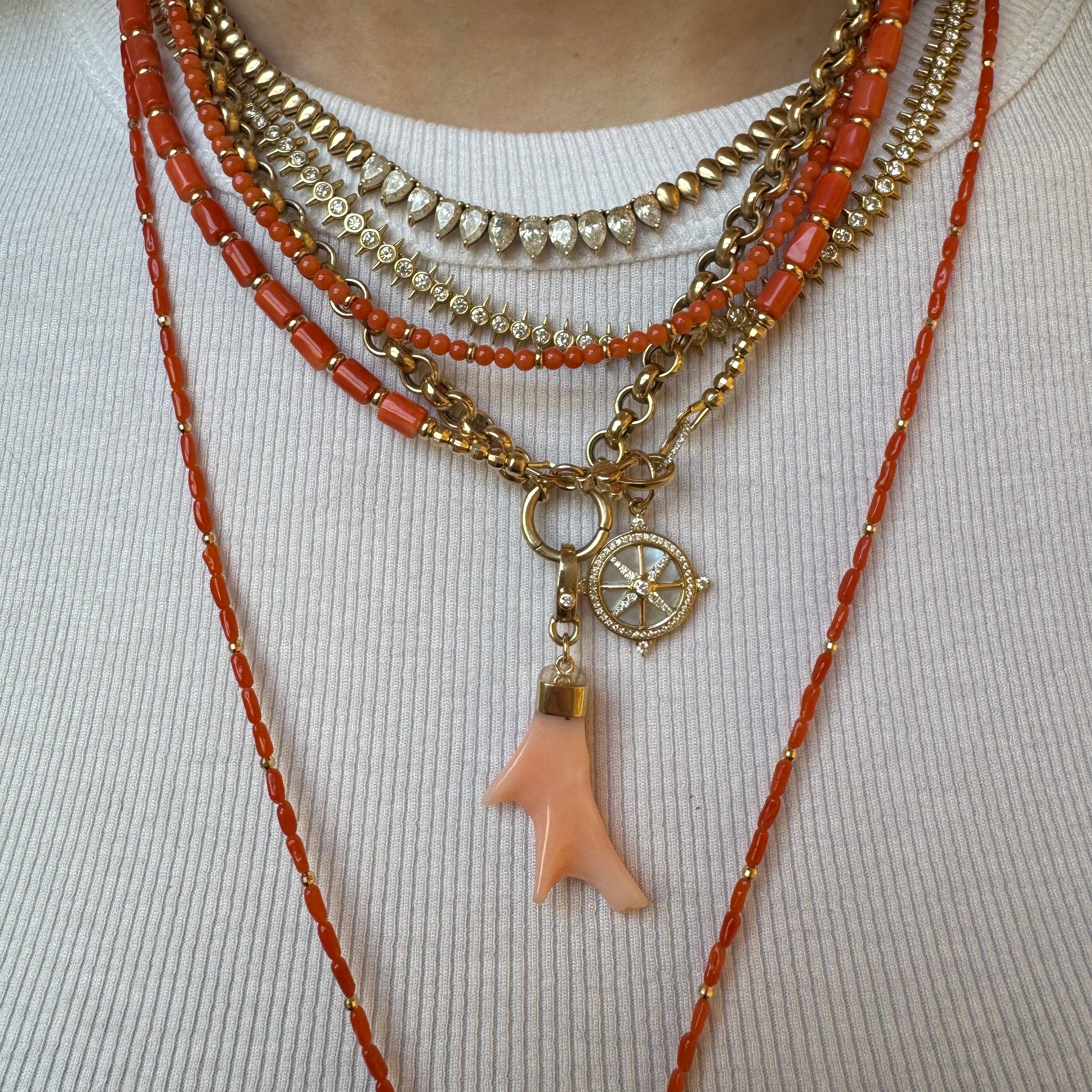 RED CORAL NECKLACE WITH CHARM HOLDER