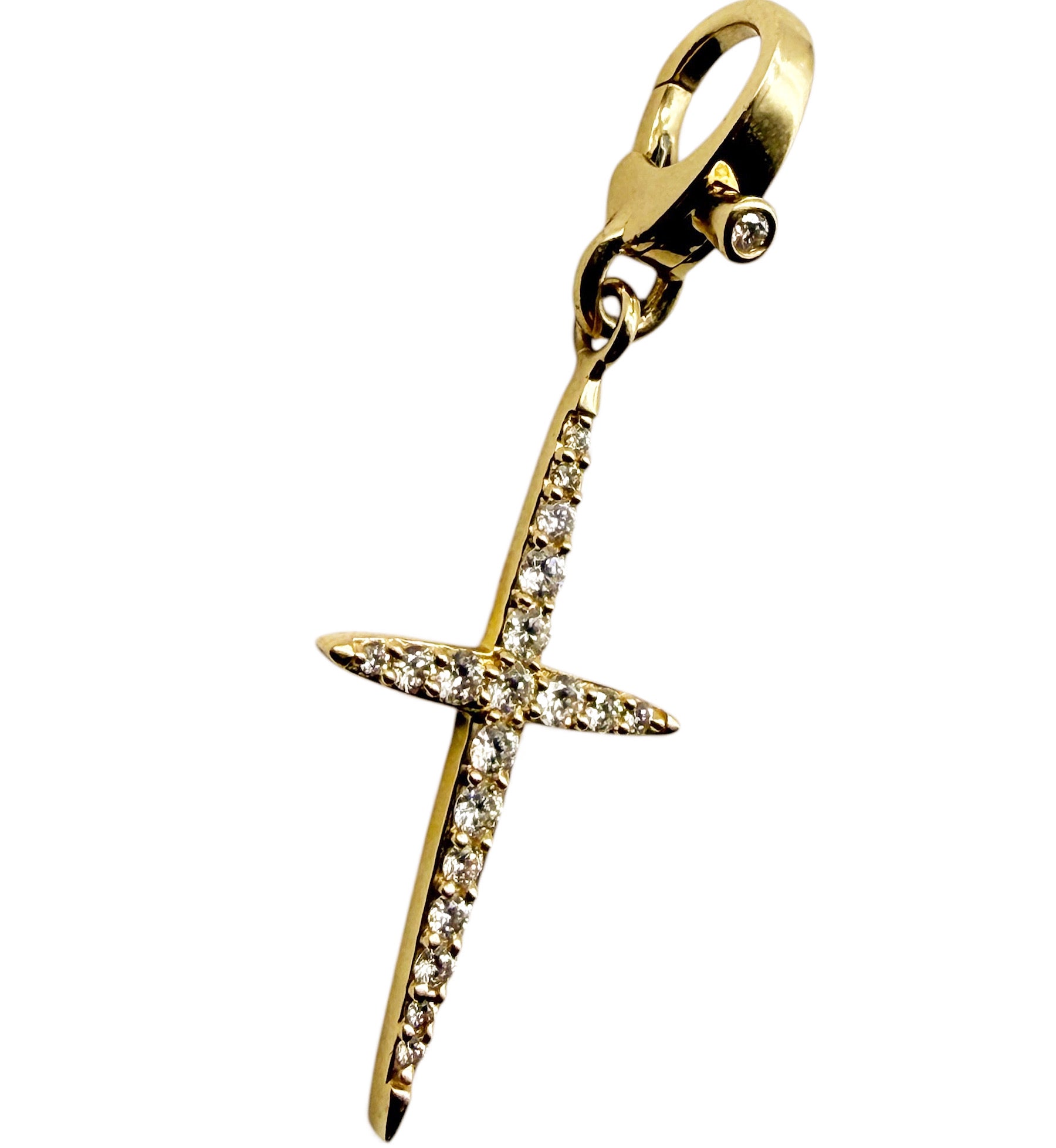 14K GOLD AND DIAMOND POINT CROSS