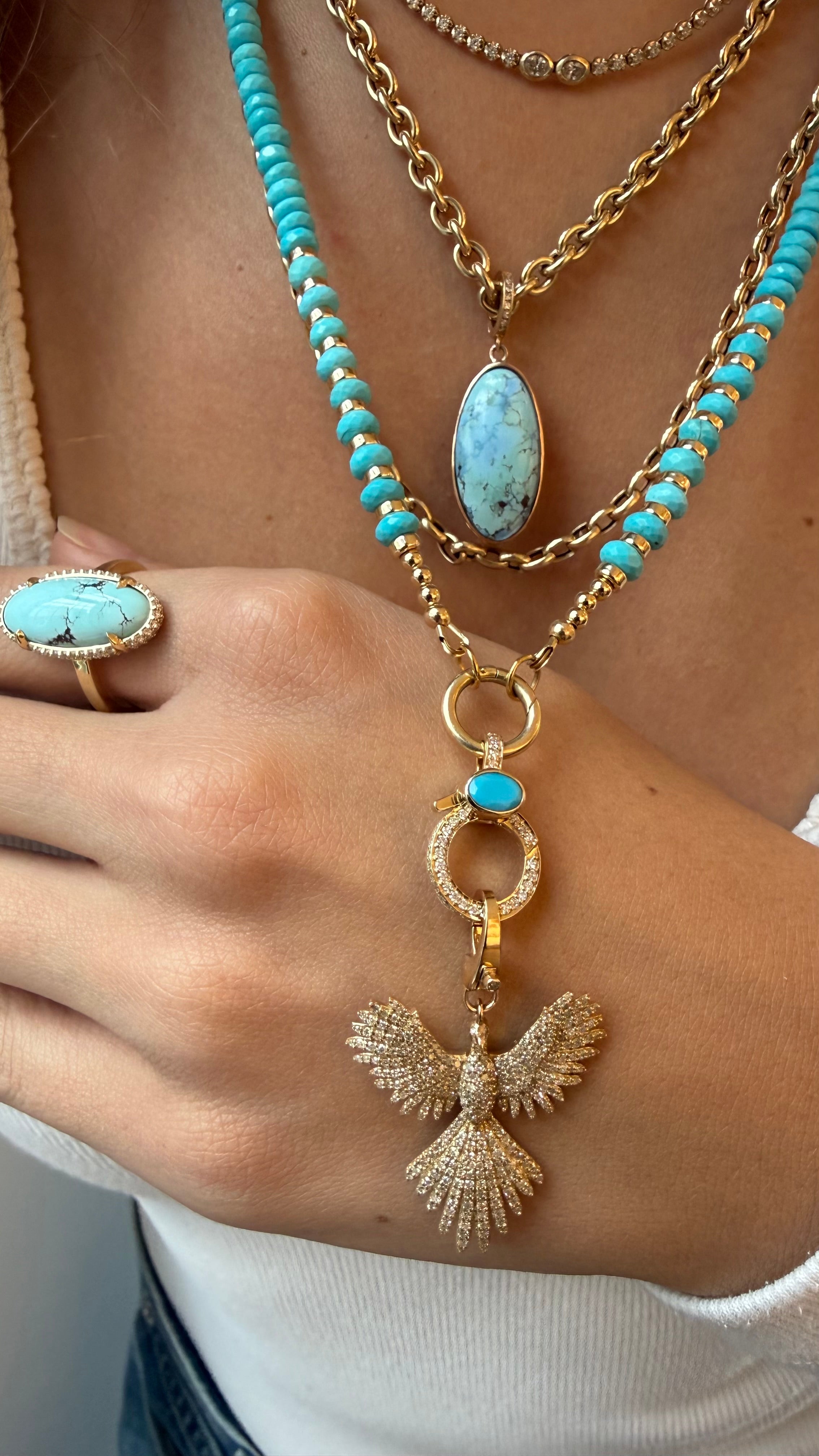 TURQUOISE & DIAMOND CHARM CLIP