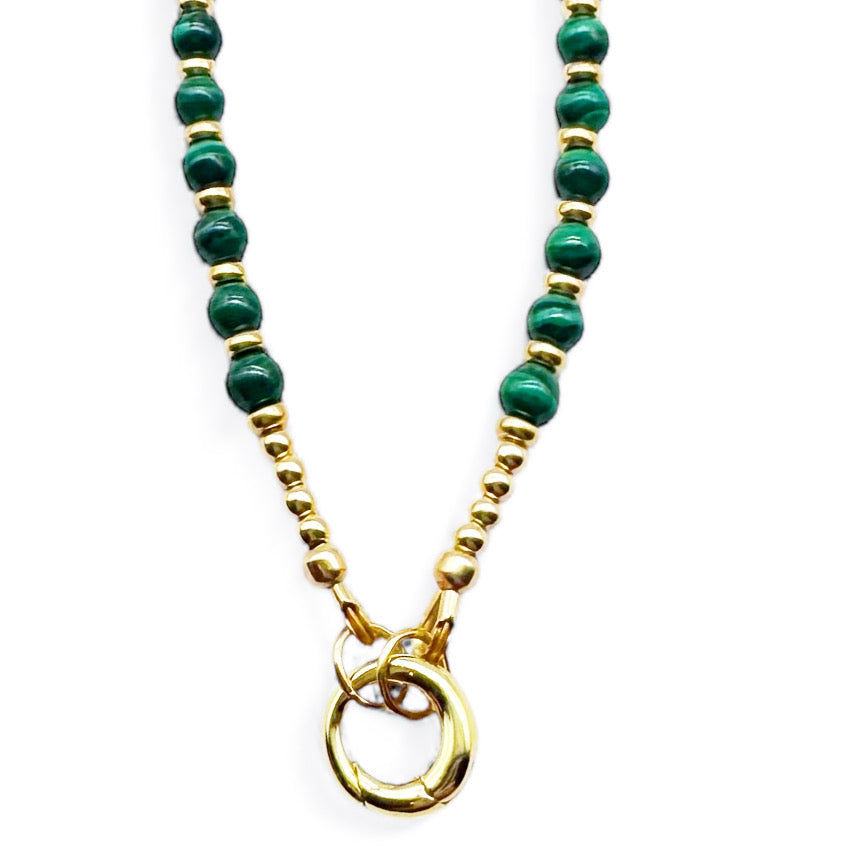 MALACHITE & GOLD BEADED NECKLACE