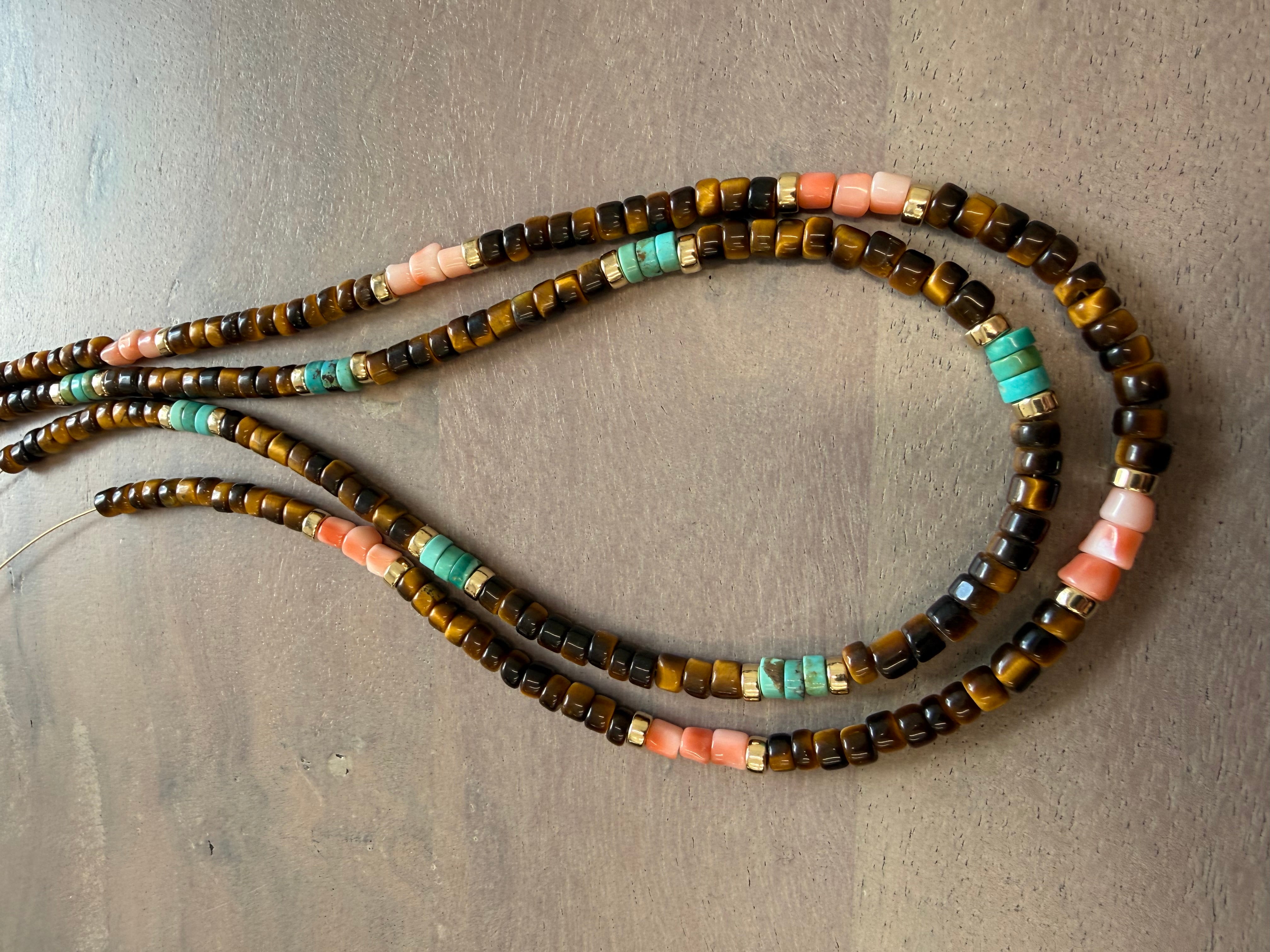 TIGERS EYE, CORAL & TURQUOISE NECKLACES