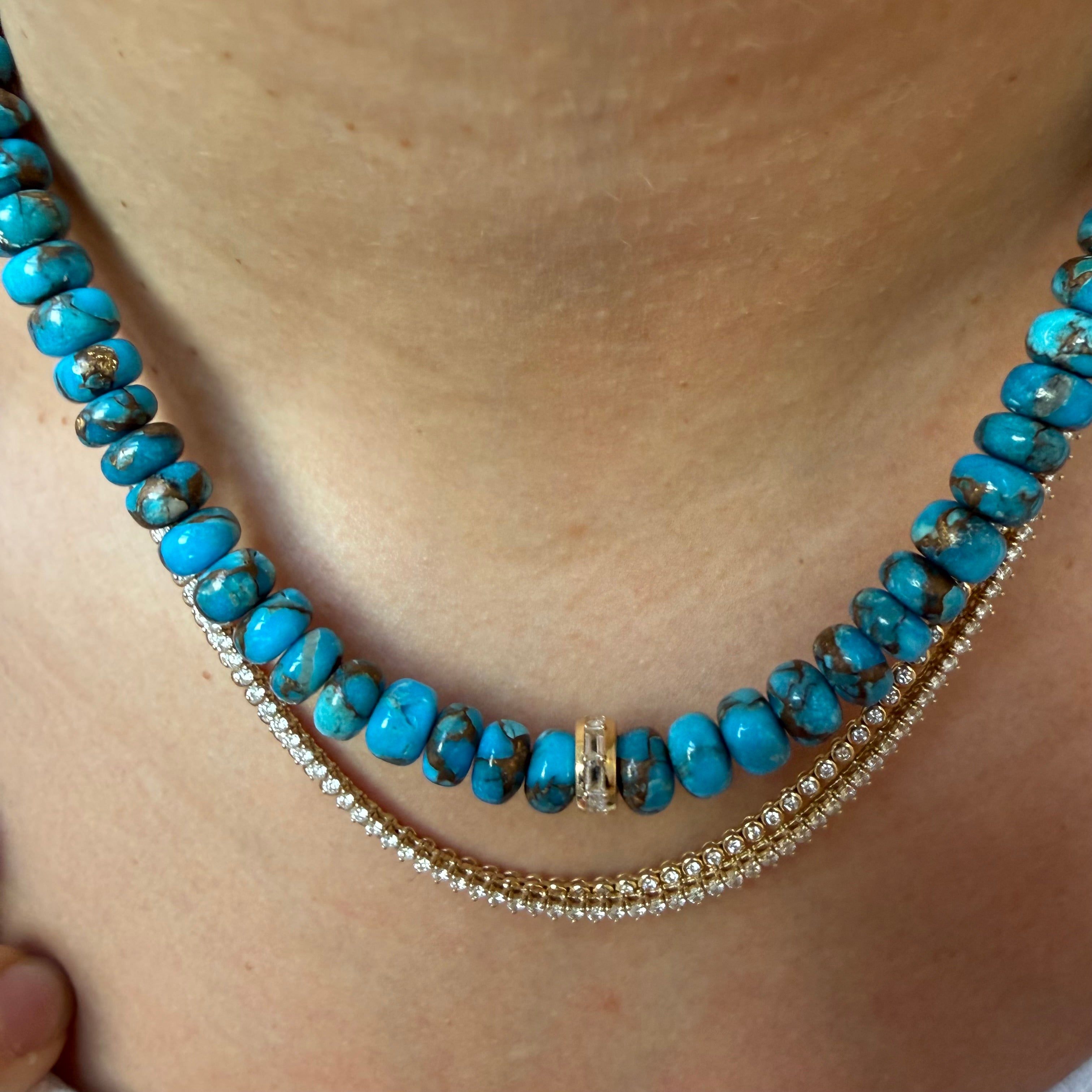 SLEEPING BEAUTY AND DIAMOND BEAD NECKLACES