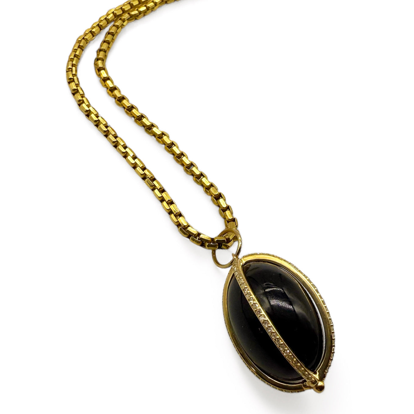BLACK ONYX  & DIAMOND PENDANT