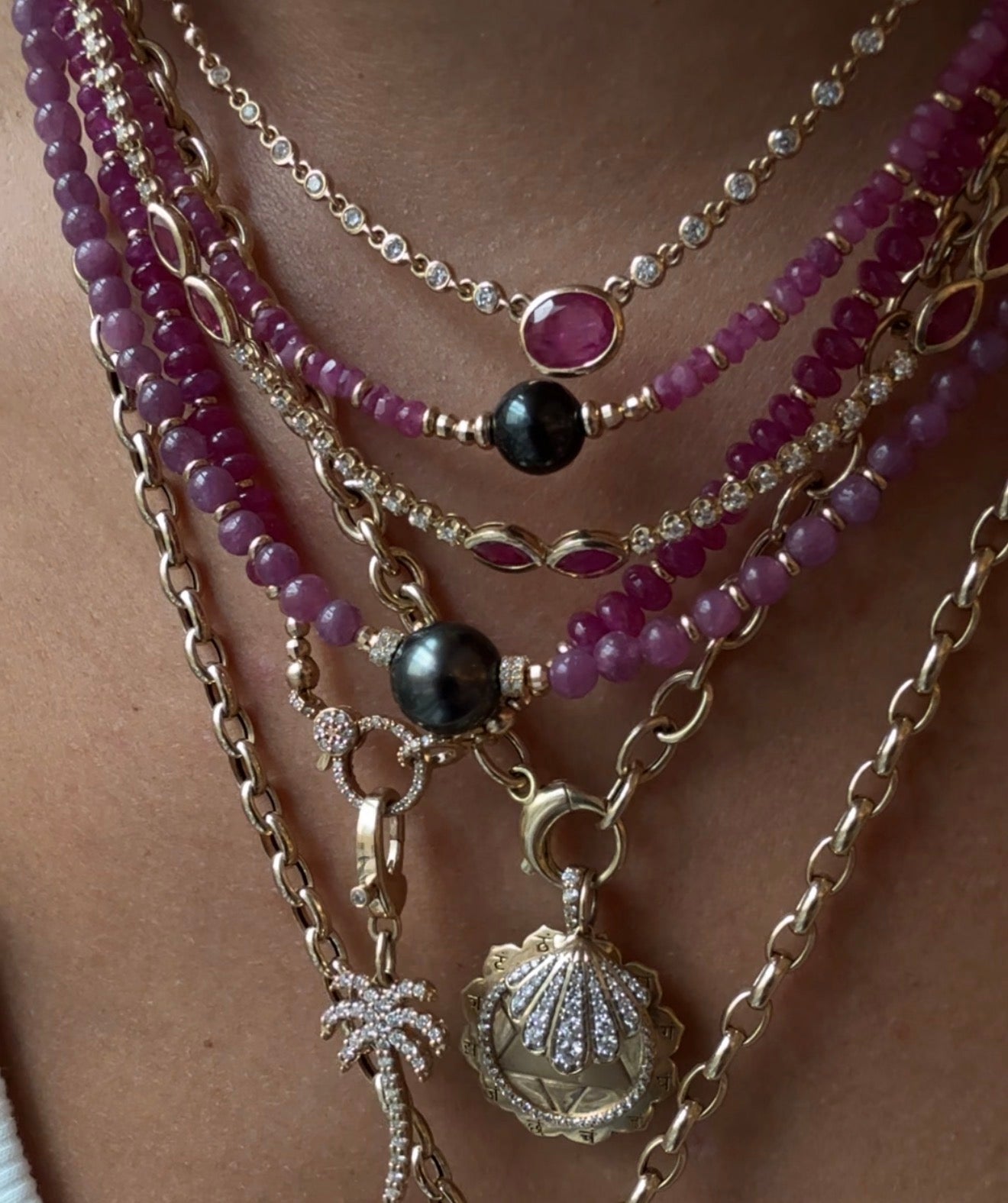 DIAMOND AND RUBY TENNIS NECKLACE