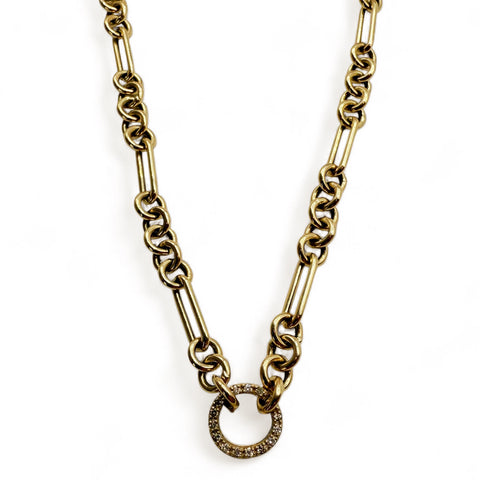 14K SOLID GOLD CHAIN WITH DIAMOND CIRCLE CLASP