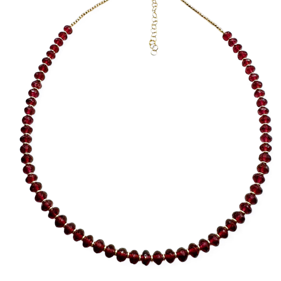 GARNET AND 14K GOLD BEADED NECKLACES