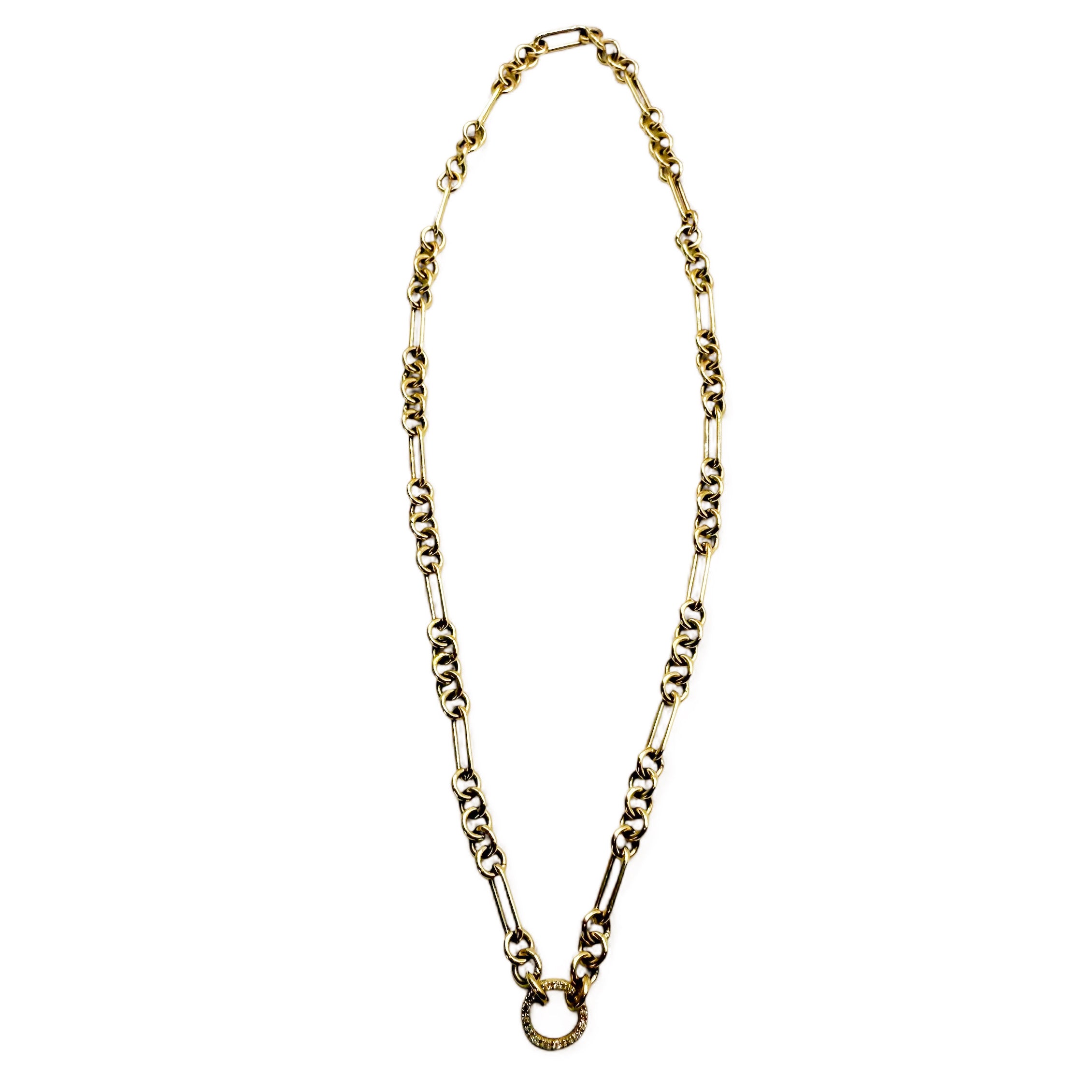 14K SOLID GOLD CHAIN WITH DIAMOND CIRCLE CLASP