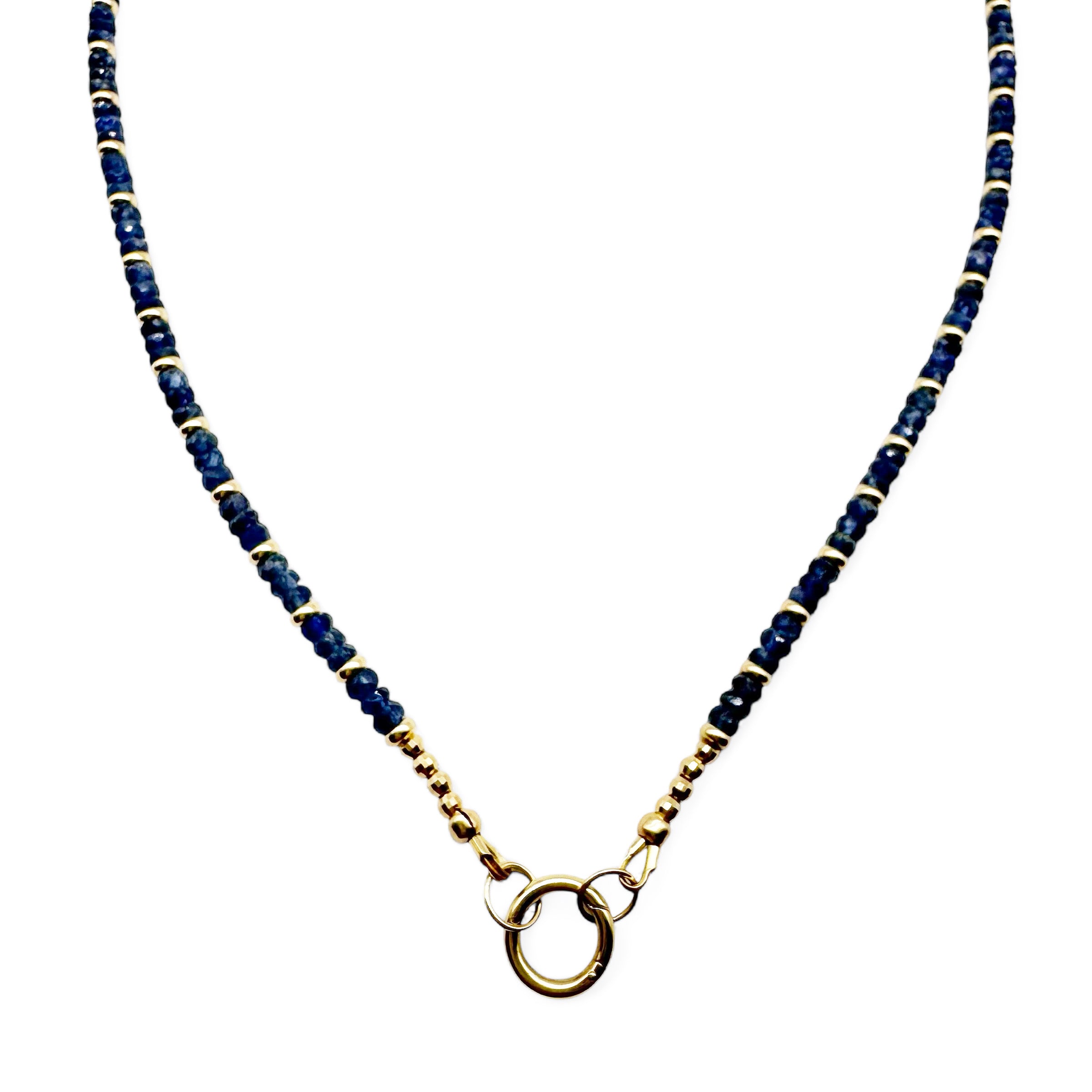 BLUE SAPPHIRE & 14k GOLD BEADED NECKLACE
