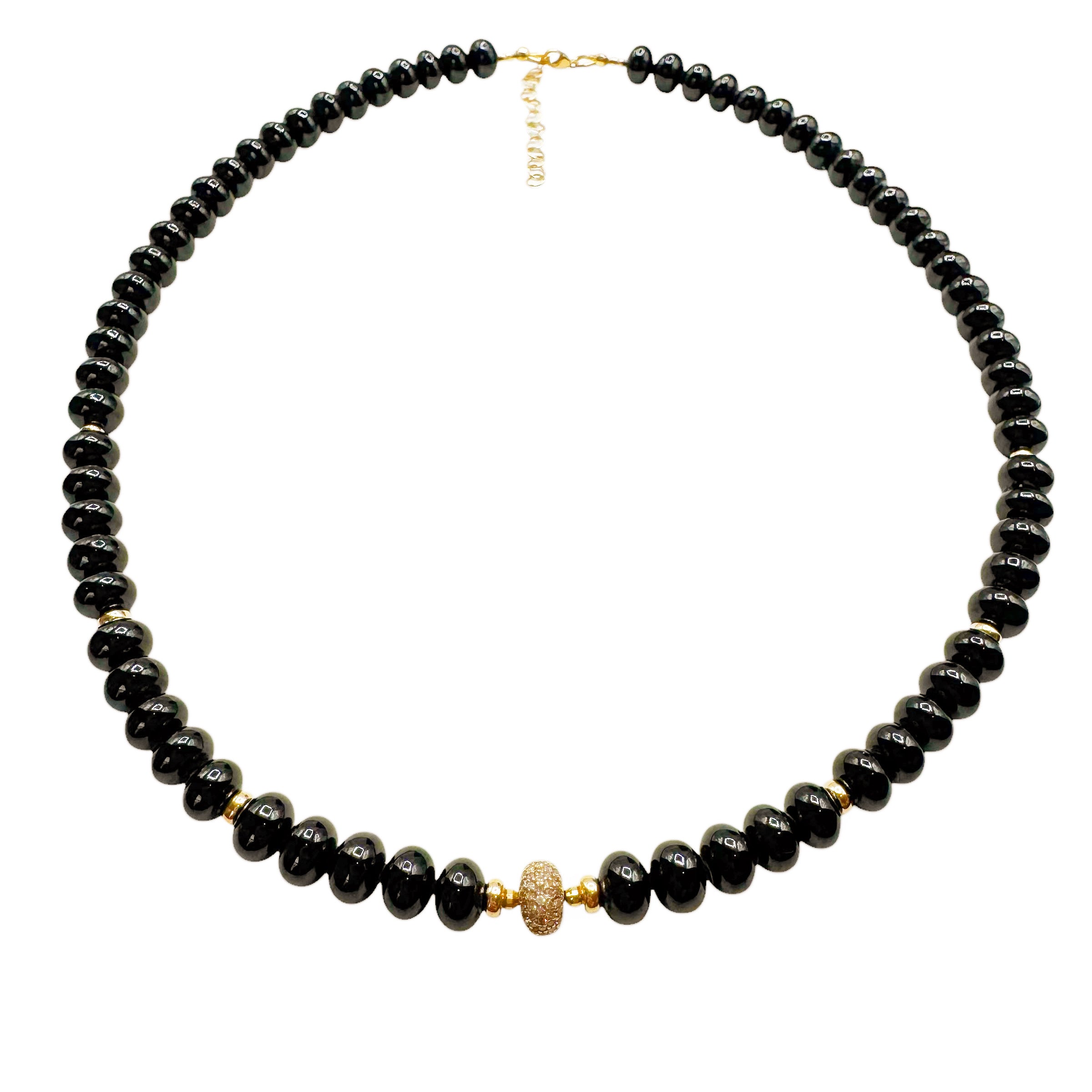 BLACK ONYX & DIAMOND BEADED NECKLACES