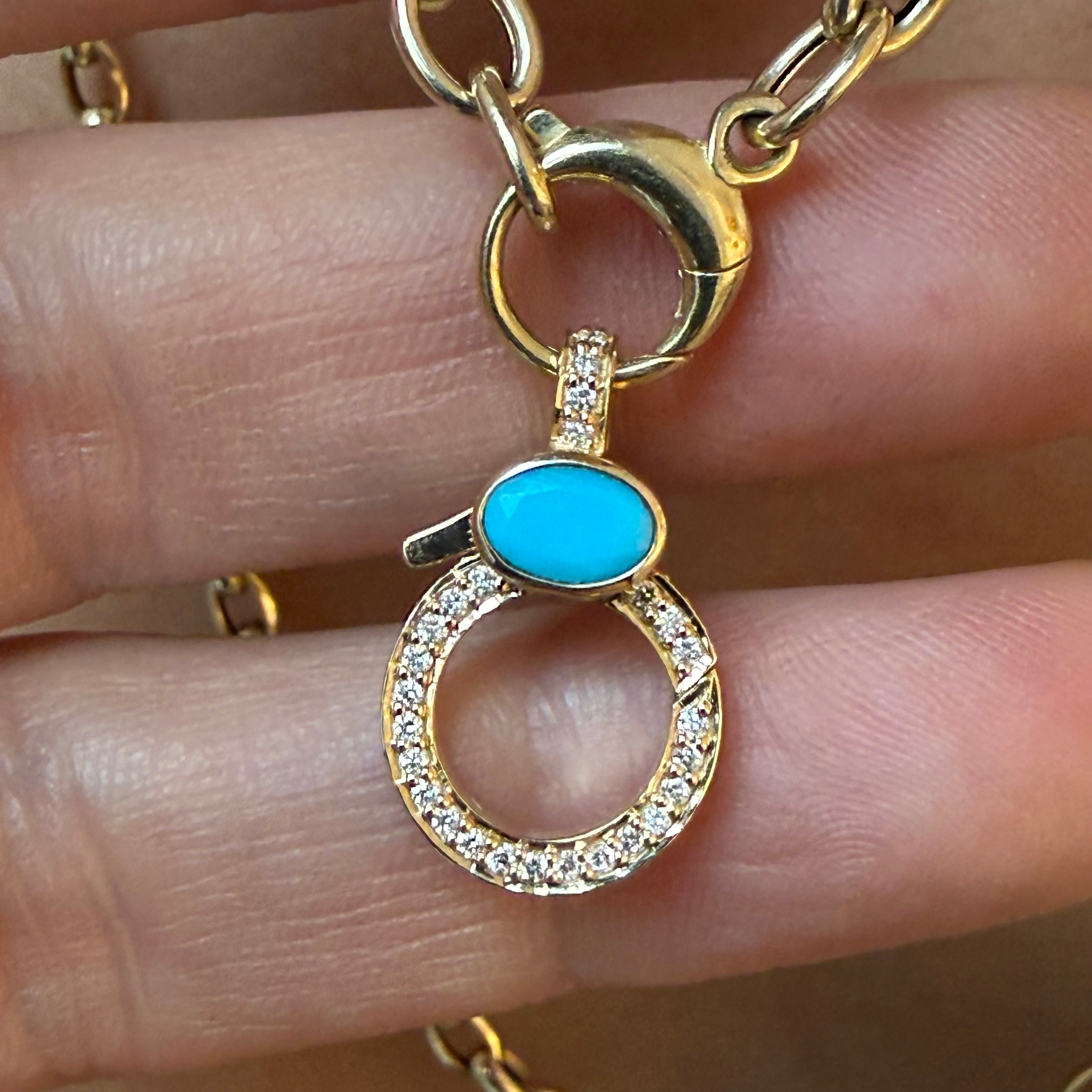 TURQUOISE & DIAMOND CHARM CLIP