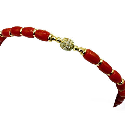 CORAL & 14K GOLD BRACELET