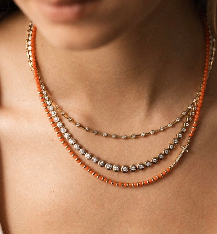 14K GOLD &  BEZEL DIAMOND  TENNIS NECKLACE