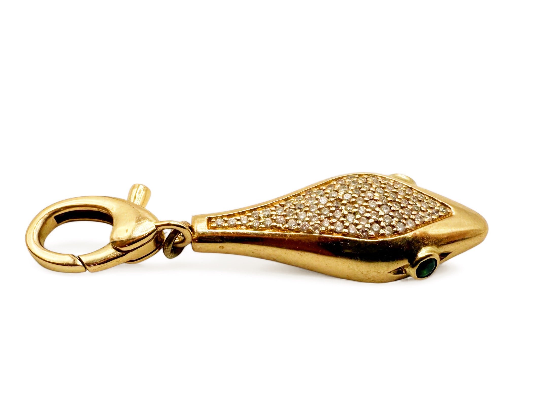 14K GOLD & DIAMOND SERPENT CHARM