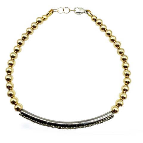 SILVER & 14k GOLD DIAMOND BRACELET