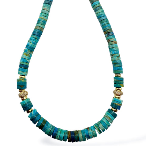 BLUE OPALINA AND DIAMOND BEAD NECKLACE