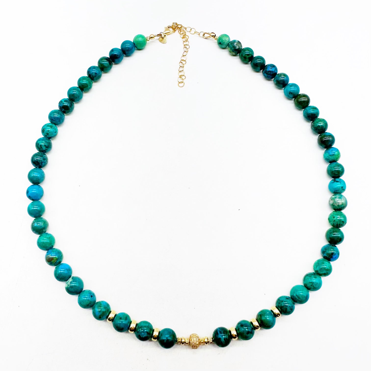 CHRYSOCOLLA AND DIAMOND NECKLACE