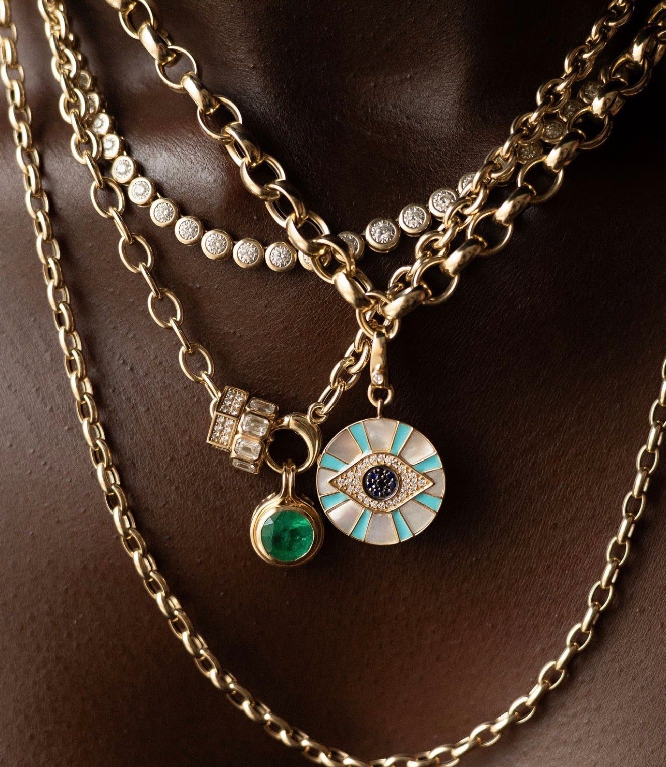 14K GOLD AND EMERALD CLIP CHARM