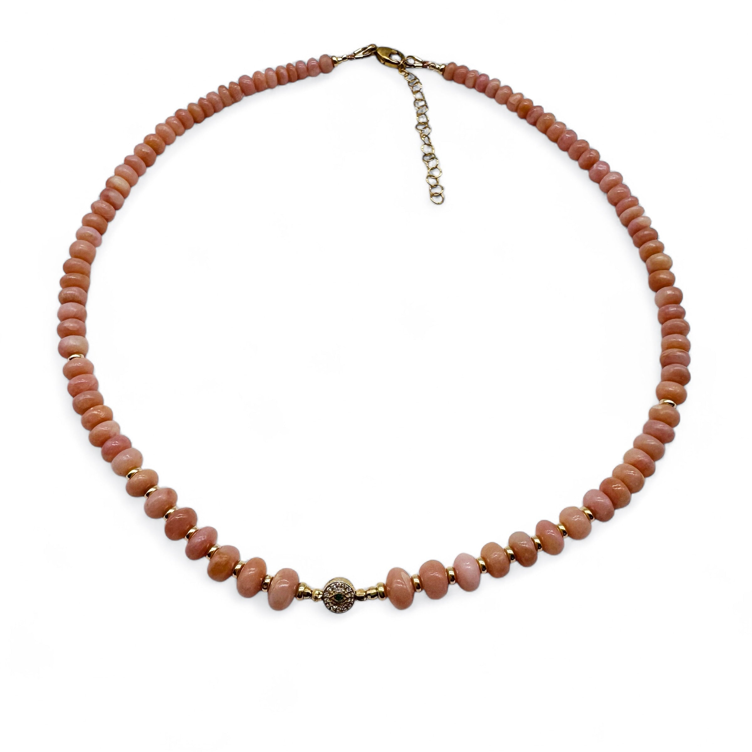 PINK OPAL & 14K GOLD PROTECTION NECKLACE