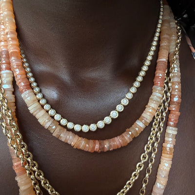 DUSTY ROSE MOONSTONE BEADED NECKLACE