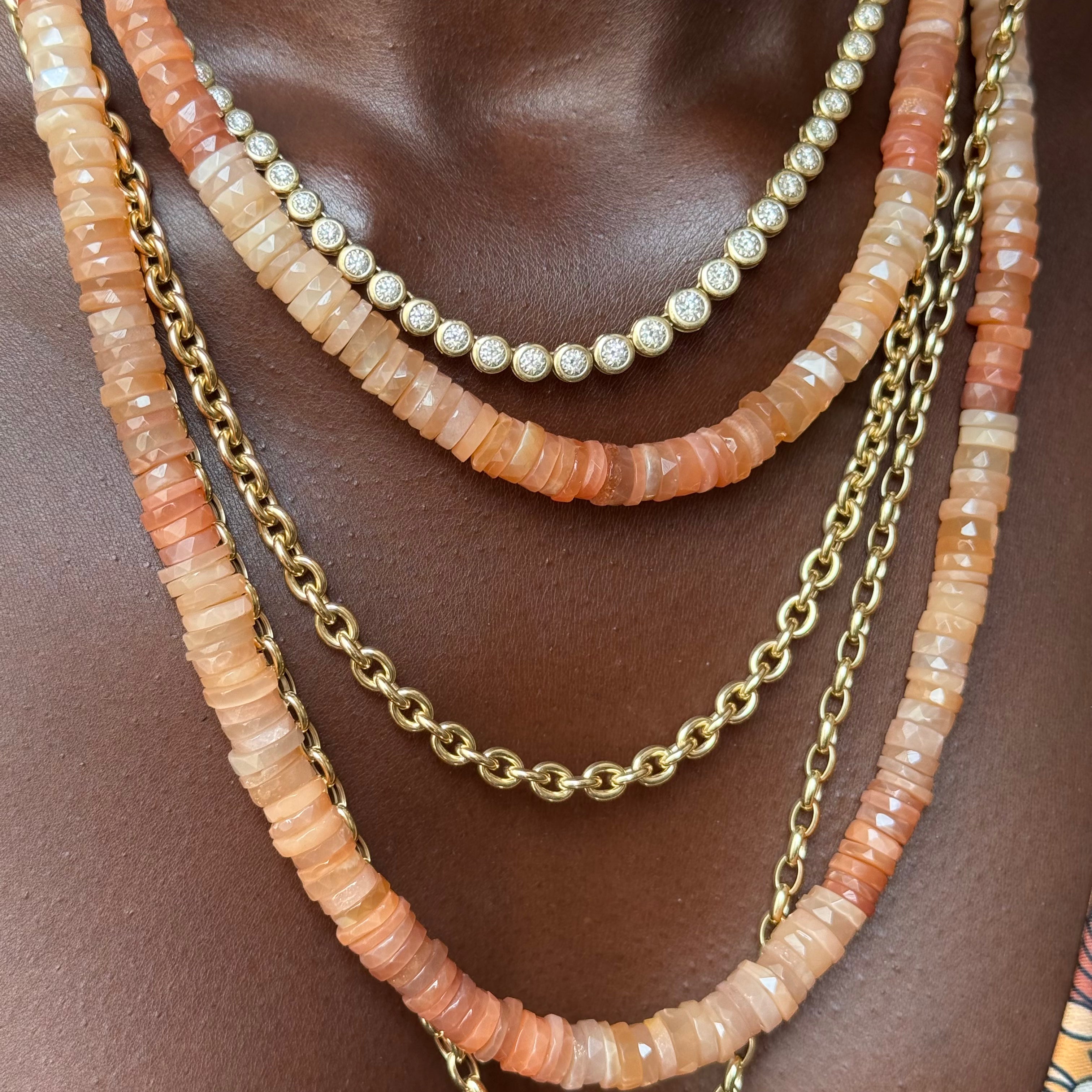 DUSTY ROSE MOONSTONE BEADED NECKLACE