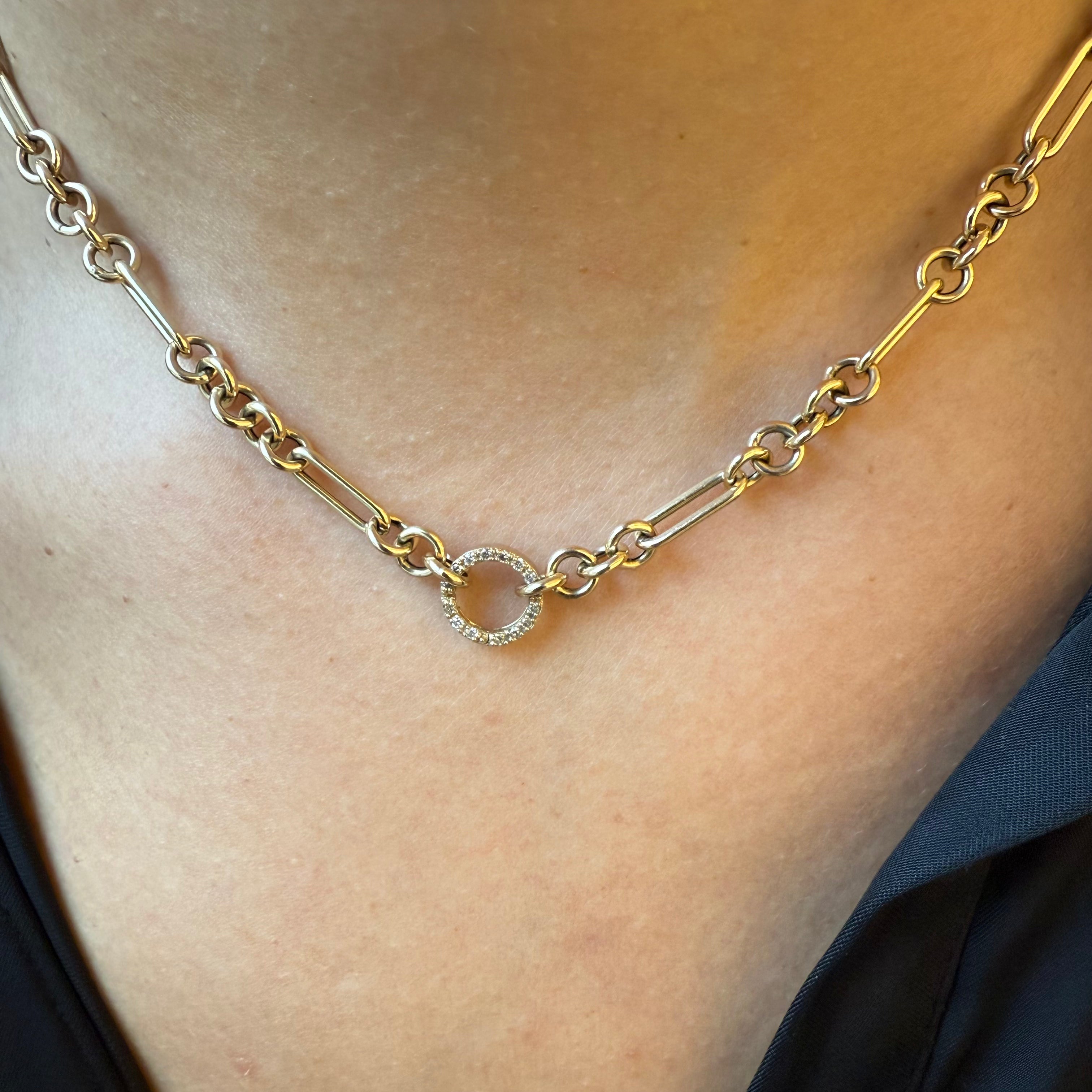 14K SOLID GOLD CHAIN WITH DIAMOND CIRCLE CLASP