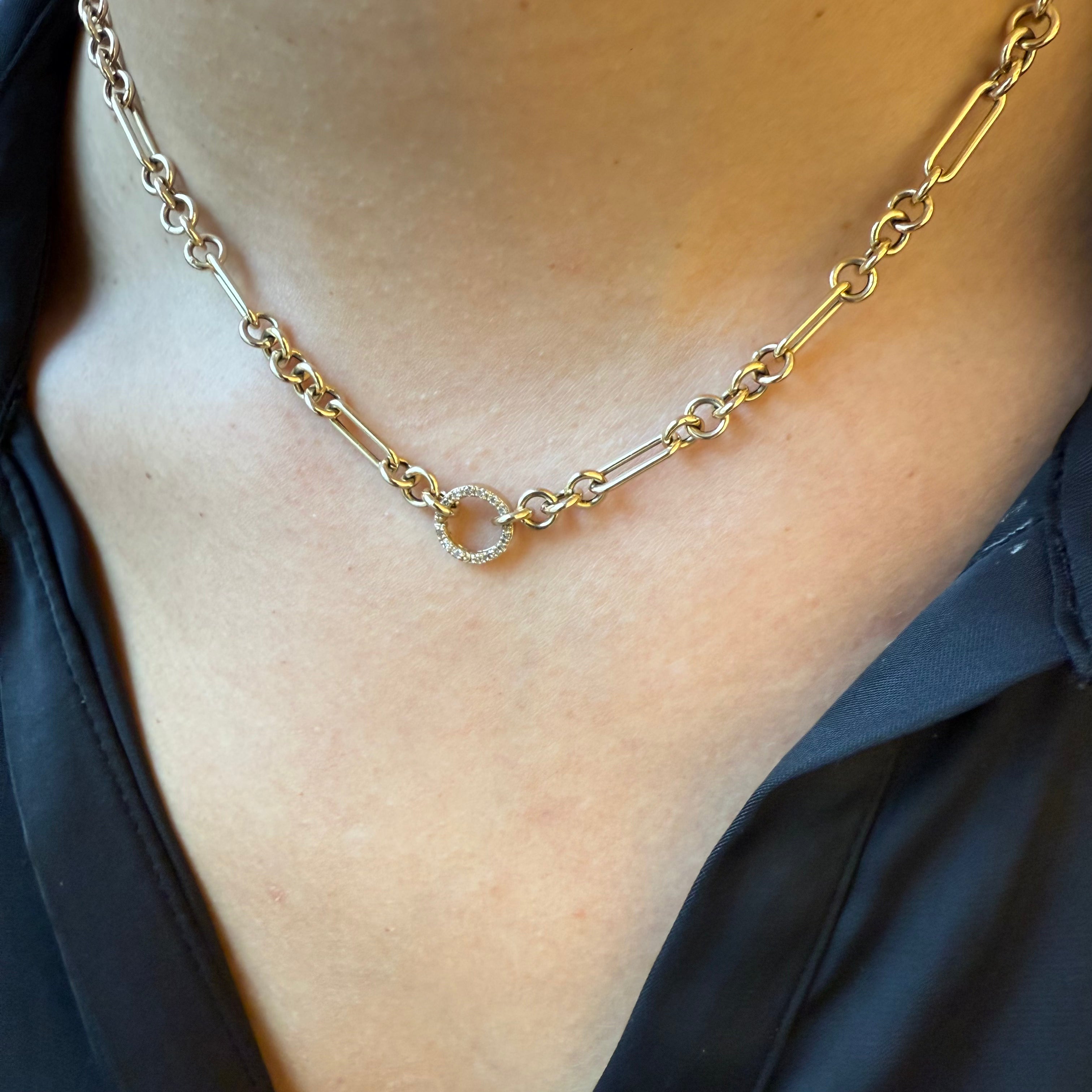 14K SOLID GOLD CHAIN WITH DIAMOND CIRCLE CLASP