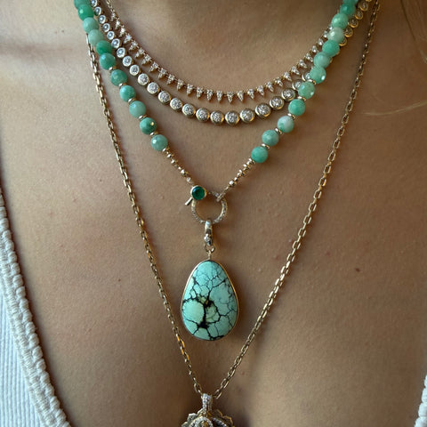 EMERALD NECKLACE WITH DIAMOND AND EMERALD CLASP
