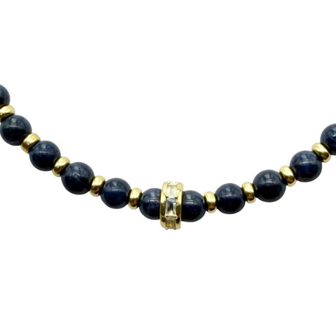 BLUE SAPPHIRE & GOLD BEAD NECKLACE
