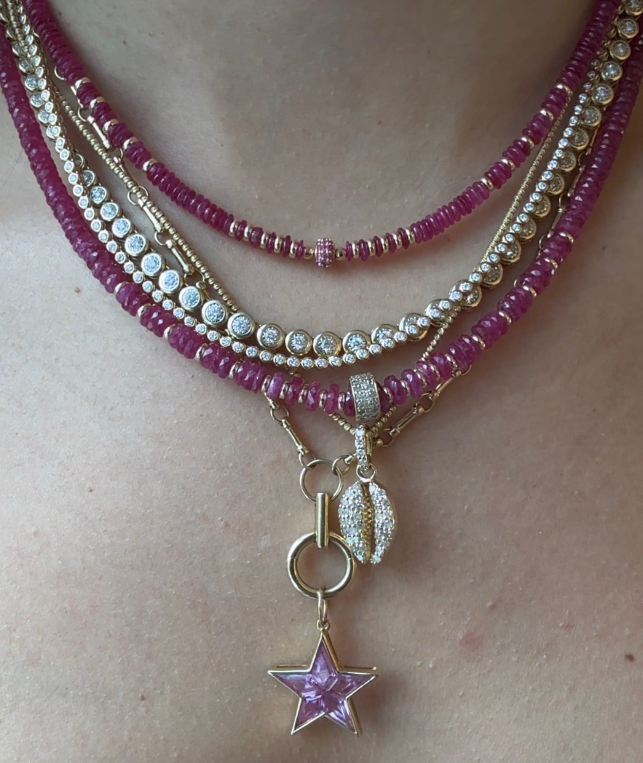 PINK TOPAZ STAR SET IN 14K GOLD
