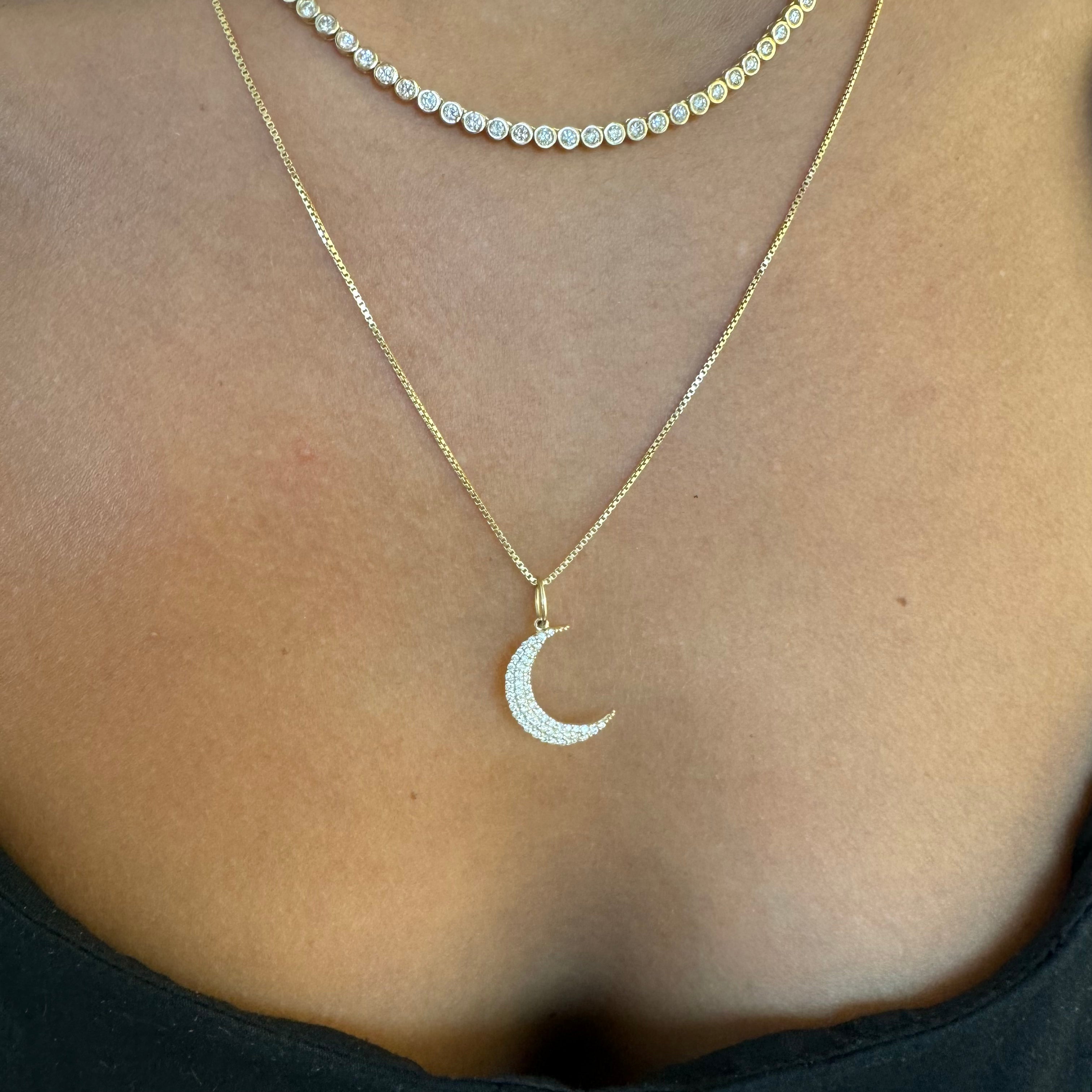 3 ROW DIAMOND CRESCENT MOON