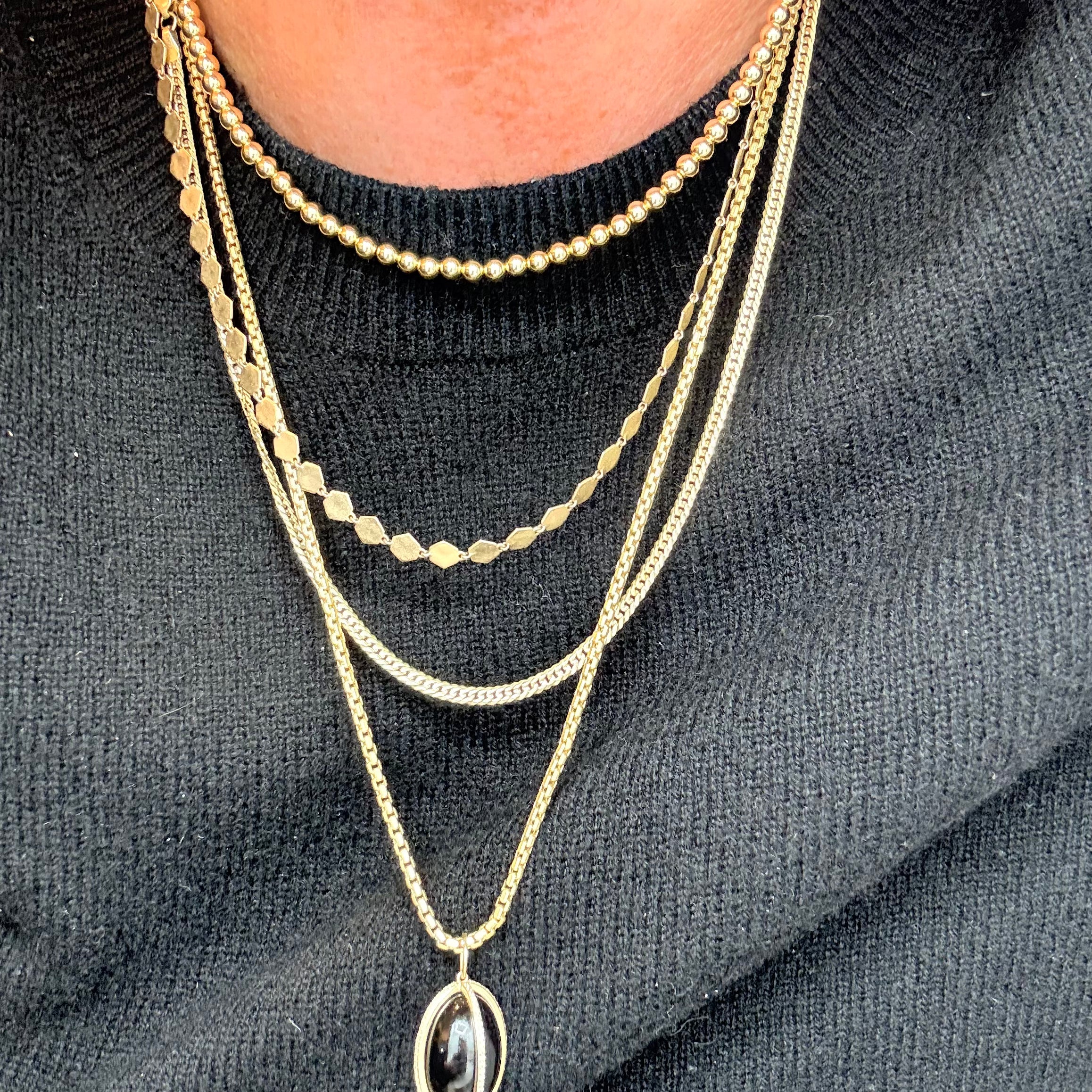 4MM ROUND GOLD BEADED NECKLACE