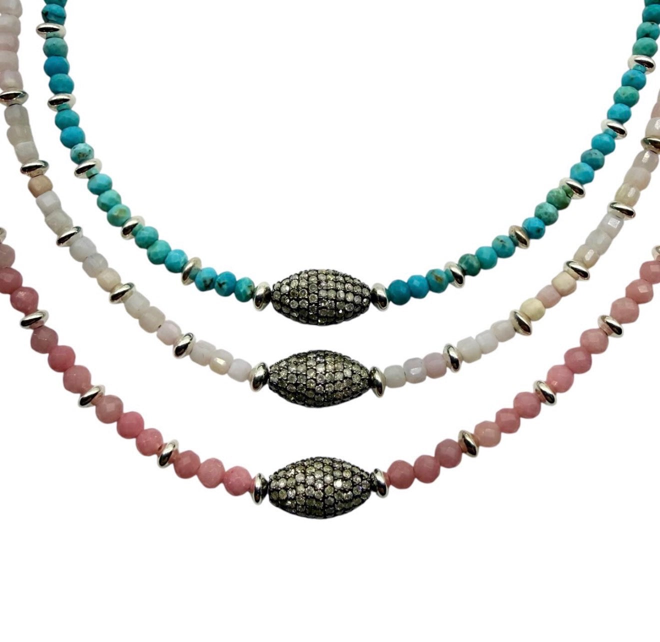 SILLVER DIAMOND BEAD NECKLACES