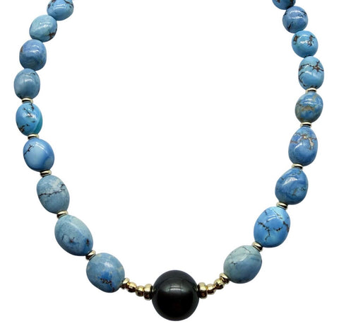 GOLDEN HILL TURQUOISE WITH TAHITIAN PEARL NECKLACE