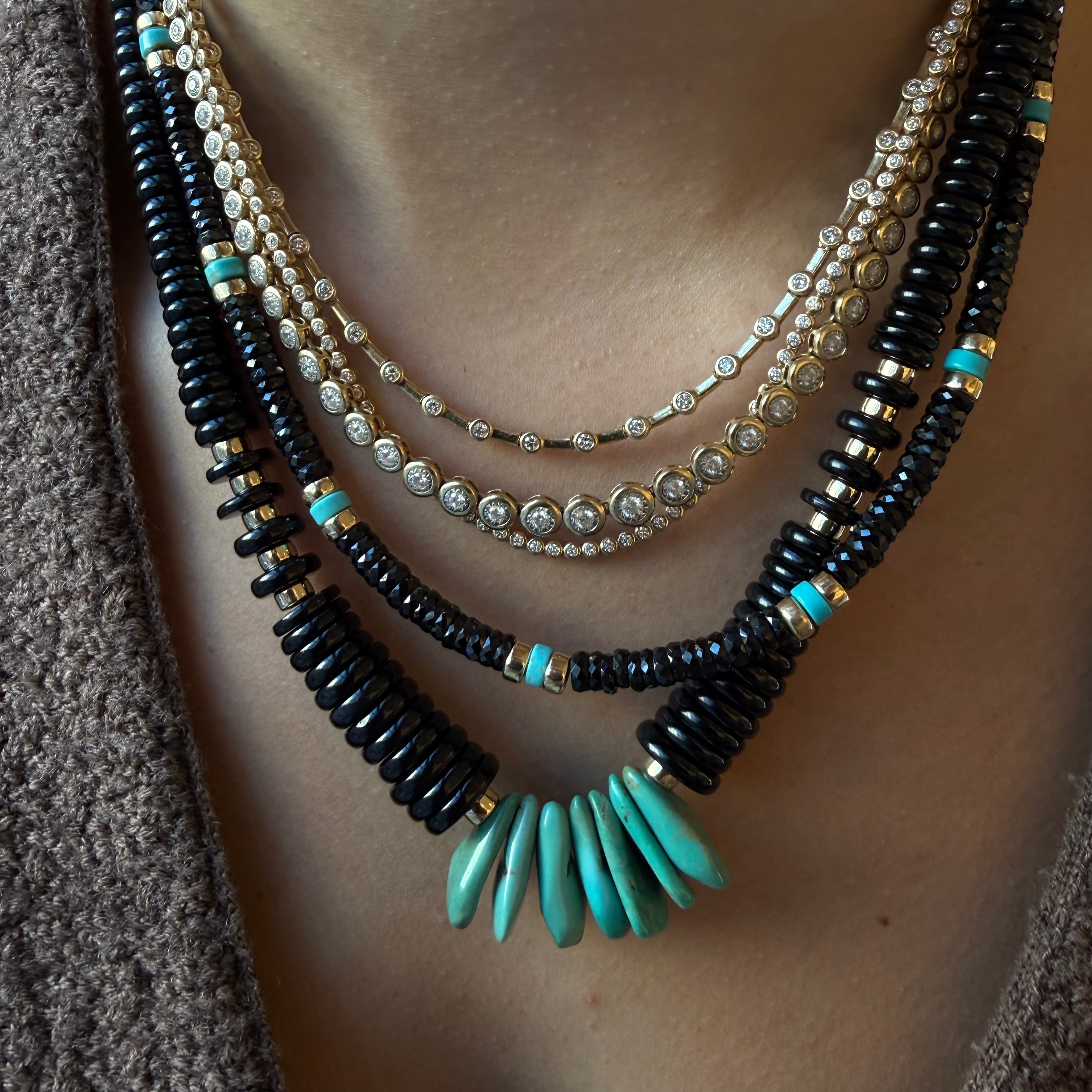 BLACK SPINEL AND TURQUOISE NECKLACE