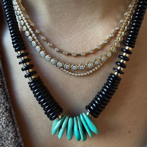 BLACK SPINEL AND TURQUOISE NECKLACE