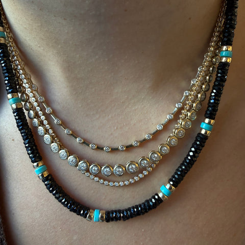 BLACK SPINEL AND TURQUOISE BEADED NECKALACE