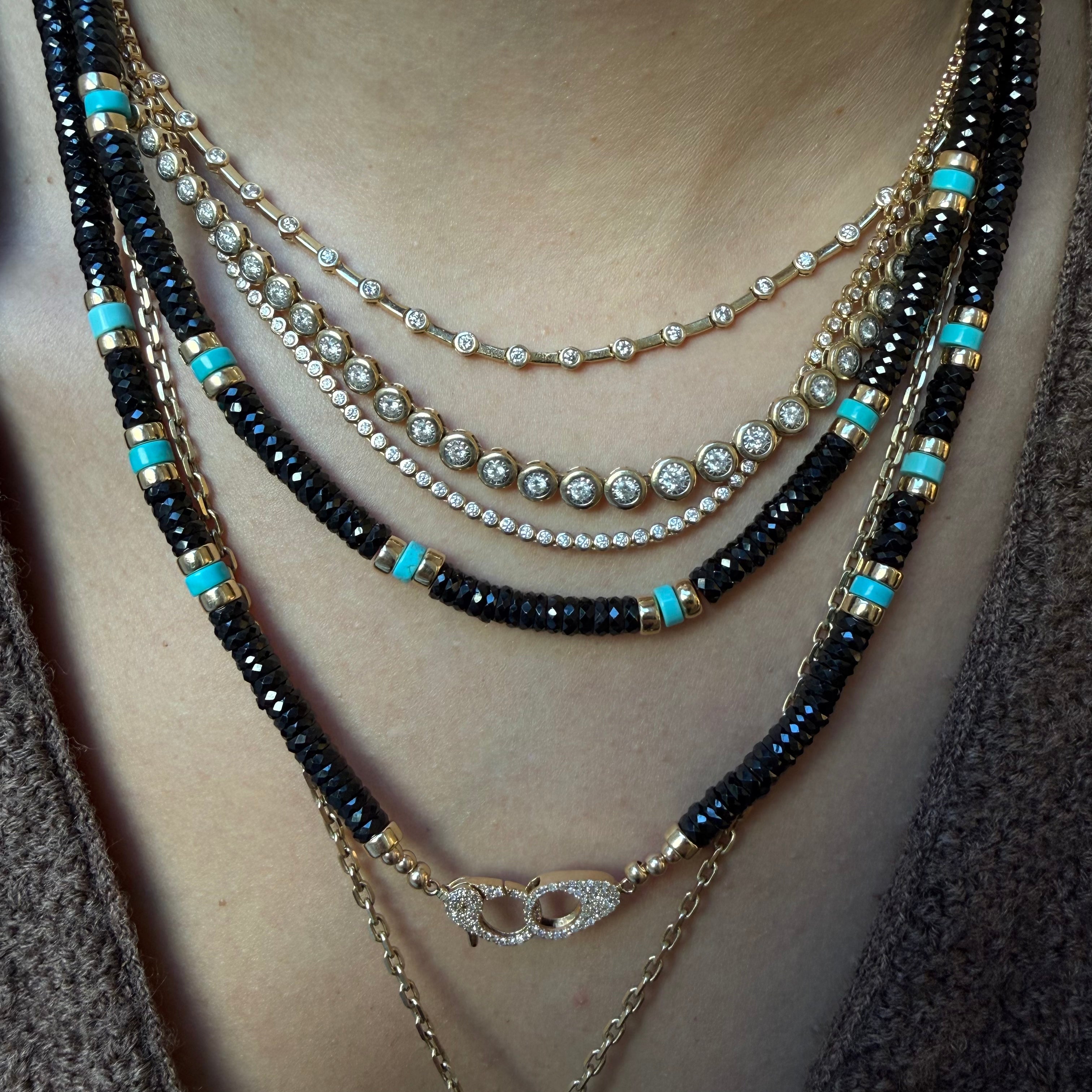 BLACK SPINEL AND TURQUOISE BEADED NECKLACE